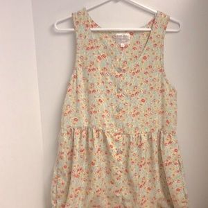 Pullover jumper dress button front floral size 10P sleeveless prairie style